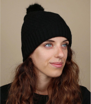 Bommelmütze schwarz Amaranth beanie black